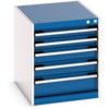 Cubio Drawer Cabinet, 5 Drawers, Blue/Light Grey, 600 x 525 x 650mm thumbnail-0