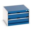 Cubio Drawer Cabinet, 2 Drawers, Blue/Light Grey, 400 x 650 x 650mm thumbnail-0