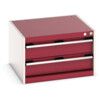 Cubio Drawer Cabinet, 2 Drawers, Light Grey/Red, 400 x 650 x 650mm thumbnail-0