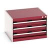 Cubio Drawer Cabinet, 3 Drawers, Light Grey/Red, 400 x 650 x 650mm thumbnail-0