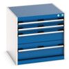 Cubio Drawer Cabinet, 4 Drawers, Blue/Light Grey, 600 x 650 x 650mm thumbnail-0