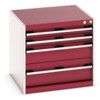 Cubio Drawer Cabinet, 5 Drawers, Light Grey/Red, 600 x 650 x 650mm thumbnail-0