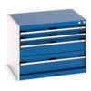 Cubio Drawer Cabinet, 4 Drawers, Blue/Light Grey, 600 x 800 x 650mm thumbnail-0