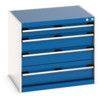 Cubio Drawer Cabinet, 4 Drawers, Blue/Light Grey, 700 x 800 x 650mm thumbnail-0