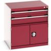 Cubio Drawer Cabinet, 2 Drawers, Light Grey/Red, 800 x 800 x 650mm thumbnail-0