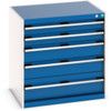 Cubio Drawer Cabinet, 5 Drawers, Blue/Light Grey, 800 x 800 x 650mm thumbnail-0