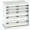 Cubio Drawer Cabinet, 5 Drawers, Light Grey, 800 x 800 x 650mm thumbnail-0