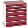 Cubio Drawer Cabinet, 5 Drawers, Light Grey/Red, 800 x 800 x 650mm thumbnail-0