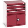 Cubio Drawer Cabinet, 3 Drawers, Light Grey/Red, 900 x 800 x 650mm thumbnail-0