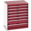 Cubio Drawer Cabinet, 7 Drawers, Light Grey/Red, 900 x 800 x 650mm thumbnail-0