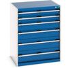 Cubio Drawer Cabinet, 6 Drawers, Blue/Light Grey, 1000 x 800 x 650mm thumbnail-0