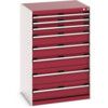 Cubio Drawer Cabinet, 8 Drawers, Light Grey/Red, 1200 x 800 x 650mm thumbnail-0