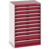 Cubio Drawer Cabinet, 10 Drawers, Light Grey/Red, 1200 x 800 x 650mm thumbnail-0