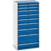 Cubio Drawer Cabinet, 9 Drawers, Blue/Light Grey, 1600 x 800 x 650mm thumbnail-0