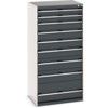 Cubio Drawer Cabinet, 9 Drawers, Anthracite Grey/Light Grey, 1600 x 800 x 650mm thumbnail-0