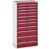 Cubio Drawer Cabinet, 11 Drawers, Light Grey/Red, 1600 x 800 x 650mm thumbnail-0