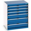 Cubio Drawer Cabinet, 6 Drawers, Blue/Light Grey, 900 x 800 x 650mm thumbnail-0