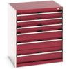 Cubio Drawer Cabinet, 6 Drawers, Light Grey/Red, 900 x 800 x 650mm thumbnail-0