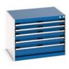 Cubio Drawer Cabinet, 5 Drawers, Blue/Light Grey, 600 x 800 x 650mm thumbnail-0