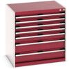 Cubio Drawer Cabinet, 7 Drawers, Light Grey/Red, 800 x 800 x 650mm thumbnail-0