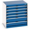 Cubio Drawer Cabinet, 6 Drawers, Blue/Light Grey, 800 x 800 x 650mm thumbnail-0