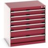 Cubio Drawer Cabinet, 6 Drawers, Light Grey/Red, 800 x 800 x 650mm thumbnail-0