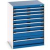 Cubio Drawer Cabinet, 8 Drawers, Blue/Light Grey, 1000 x 800 x 650mm thumbnail-0