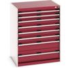 Cubio Drawer Cabinet, 8 Drawers, Light Grey/Red, 1000 x 800 x 650mm thumbnail-0