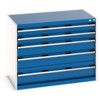 Cubio Drawer Cabinet, 5 Drawers, Blue/Light Grey, 800 x 1050 x 650mm thumbnail-0