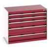 Cubio Drawer Cabinet, 5 Drawers, Light Grey/Red, 800 x 1050 x 650mm thumbnail-0