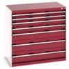 Cubio Drawer Cabinet, 7 Drawers, Light Grey/Red, 1000 x 1050 x 650mm thumbnail-0