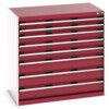 Cubio Drawer Cabinet, 8 Drawers, Light Grey/Red, 1000 x 1050 x 650mm thumbnail-0