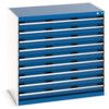 Cubio Drawer Cabinet, 9 Drawers, Blue/Light Grey, 1000 x 1050 x 650mm thumbnail-0