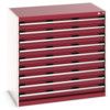 Cubio Drawer Cabinet, 9 Drawers, Light Grey/Red, 1000 x 1050 x 650mm thumbnail-0