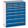 Cubio Drawer Cabinet, 8 Drawers, Blue/Light Grey, 1200 x 1050 x 650mm thumbnail-0