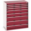 Cubio Drawer Cabinet, 8 Drawers, Light Grey/Red, 1200 x 1050 x 650mm thumbnail-0