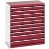 Cubio Drawer Cabinet, 10 Drawers, Light Grey/Red, 1200 x 1050 x 650mm thumbnail-0