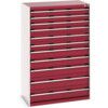 Cubio Drawer Cabinet, 11 Drawers, Light Grey/Red, 1600 x 1050 x 650mm thumbnail-0