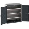 Cubio Storage Cabinet, 2 Perfo Doors, Anthracite Grey, 1200 x 1050 x 650mm thumbnail-0