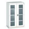 Cubio Storage Cabinet, 2 Clearview Doors, Light Grey, 1600 x 1050 x 650mm thumbnail-0