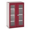 Cubio Storage Cabinet, 2 Clearview Doors, Red, 1600 x 1050 x 650mm thumbnail-0