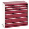 Cubio Drawer Cabinet, 6 Drawers, Light Grey/Red, 1000 x 1050 x 650mm thumbnail-0