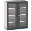 Cubio Storage Cabinet, 2 Clearview Doors, Anthracite Grey, 1600 x 1300 x 650mm thumbnail-0