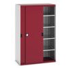 Cubio Storage Cabinet, Single Door, Red, 2000 x 1300 x 650mm thumbnail-0