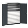 Cubio Storage Cabinet, 2 Perfo Doors, Anthracite Grey, 2000 x 1300 x 650mm thumbnail-0