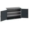 Cubio Storage Cabinet, 2 Perfo Doors, Anthracite Grey, 900 x 1300 x 650mm thumbnail-0