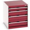 Cubio Drawer Cabinet, 4 Drawers, Light Grey/Red, 700 x 650 x 750mm thumbnail-0