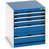 Cubio Drawer Cabinet, 5 Drawers, Blue/Light Grey, 700 x 650 x 750mm thumbnail-0