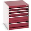 Cubio Drawer Cabinet, 5 Drawers, Light Grey/Red, 700 x 650 x 750mm thumbnail-0