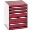 Cubio Drawer Cabinet, 5 Drawers, Light Grey/Red, 800 x 650 x 750mm thumbnail-0